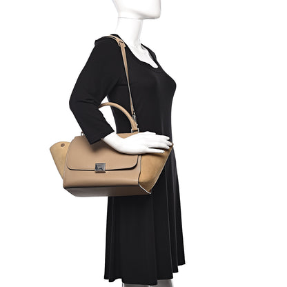 Celine Drummed Calfskin Suede Medium Trapeze Dune 2 of 9