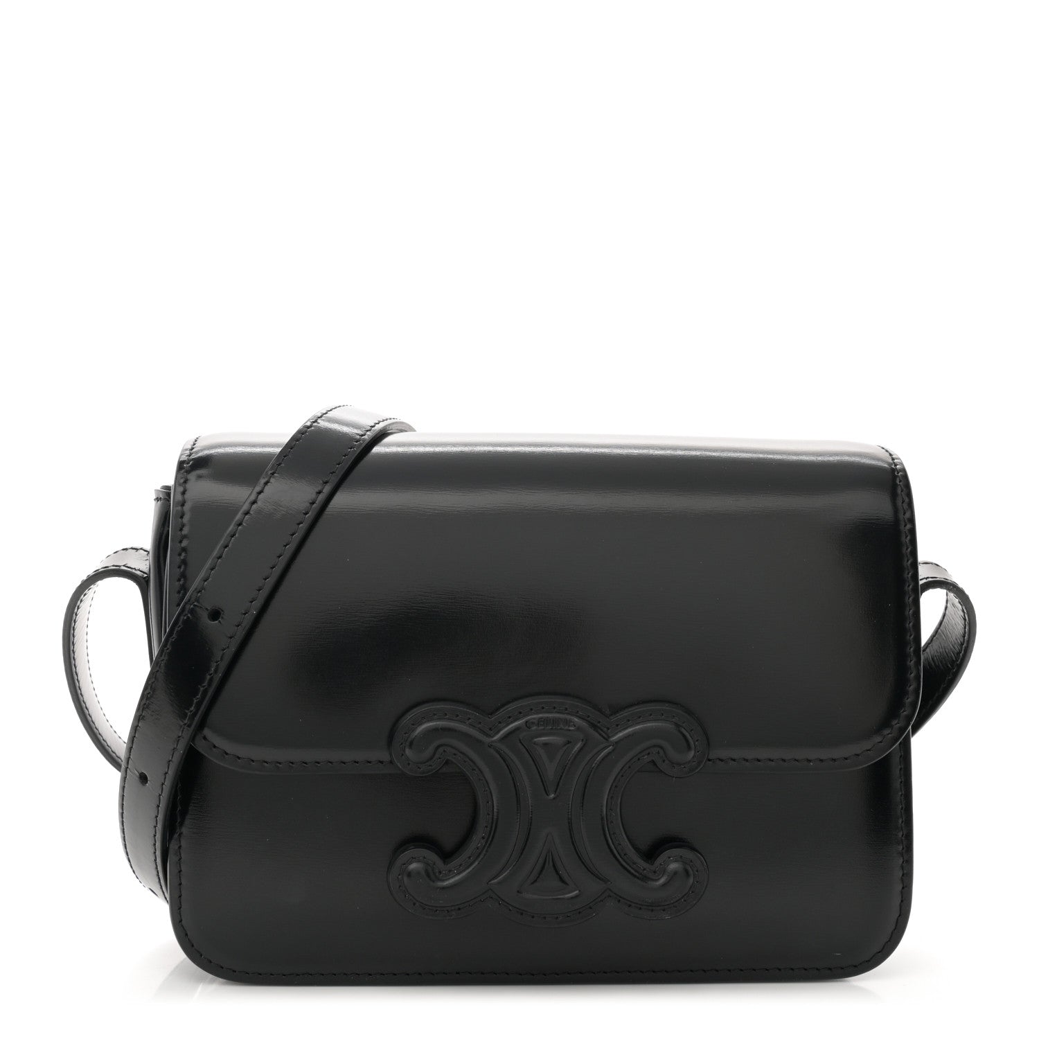 Celine Shiny Calfskin Teen Cuir Triomphe Black 1 of 12