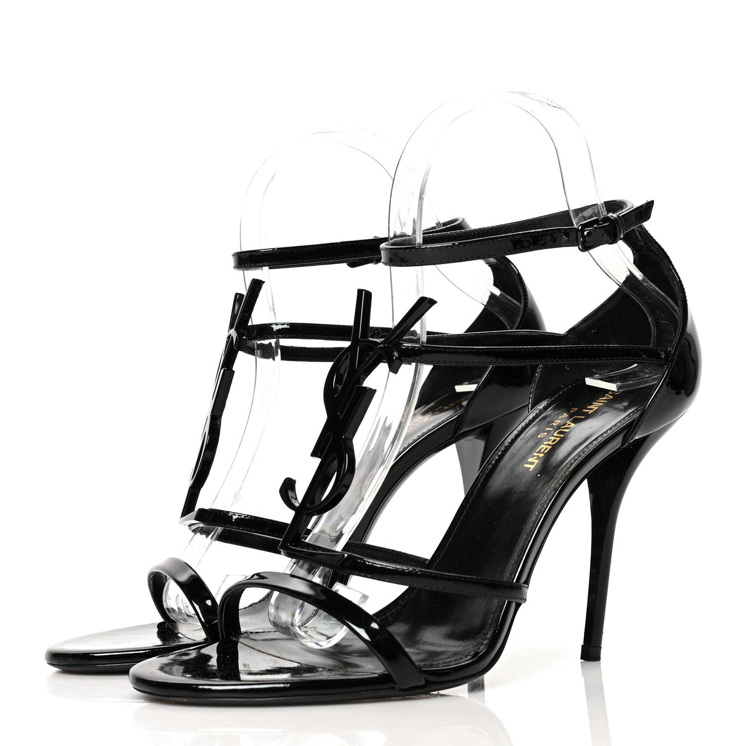 Saint Laurent Patent Cassandra 100 Sandals 38.5 Black 3 of 8