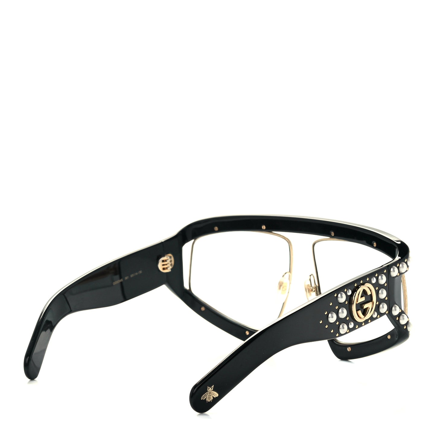 Acetate Pearl Rectangular Frame Sunglasses GG0234S Black