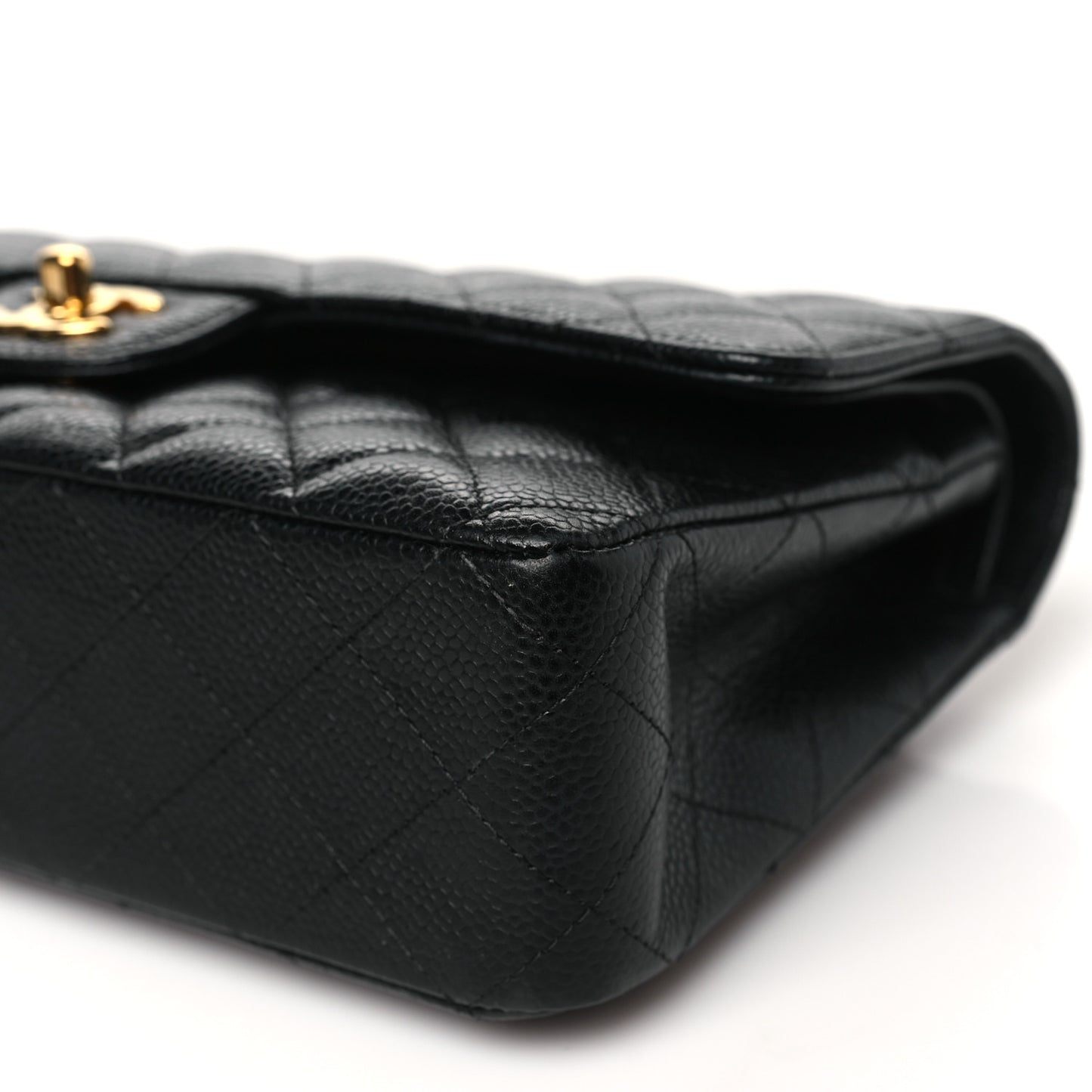 Caviar Quilted Medium Double Flap Black