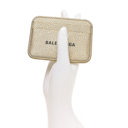 Balenciaga Grained Calfskin Logo Cash Rounded Card Holder Gold Black 2 of 7