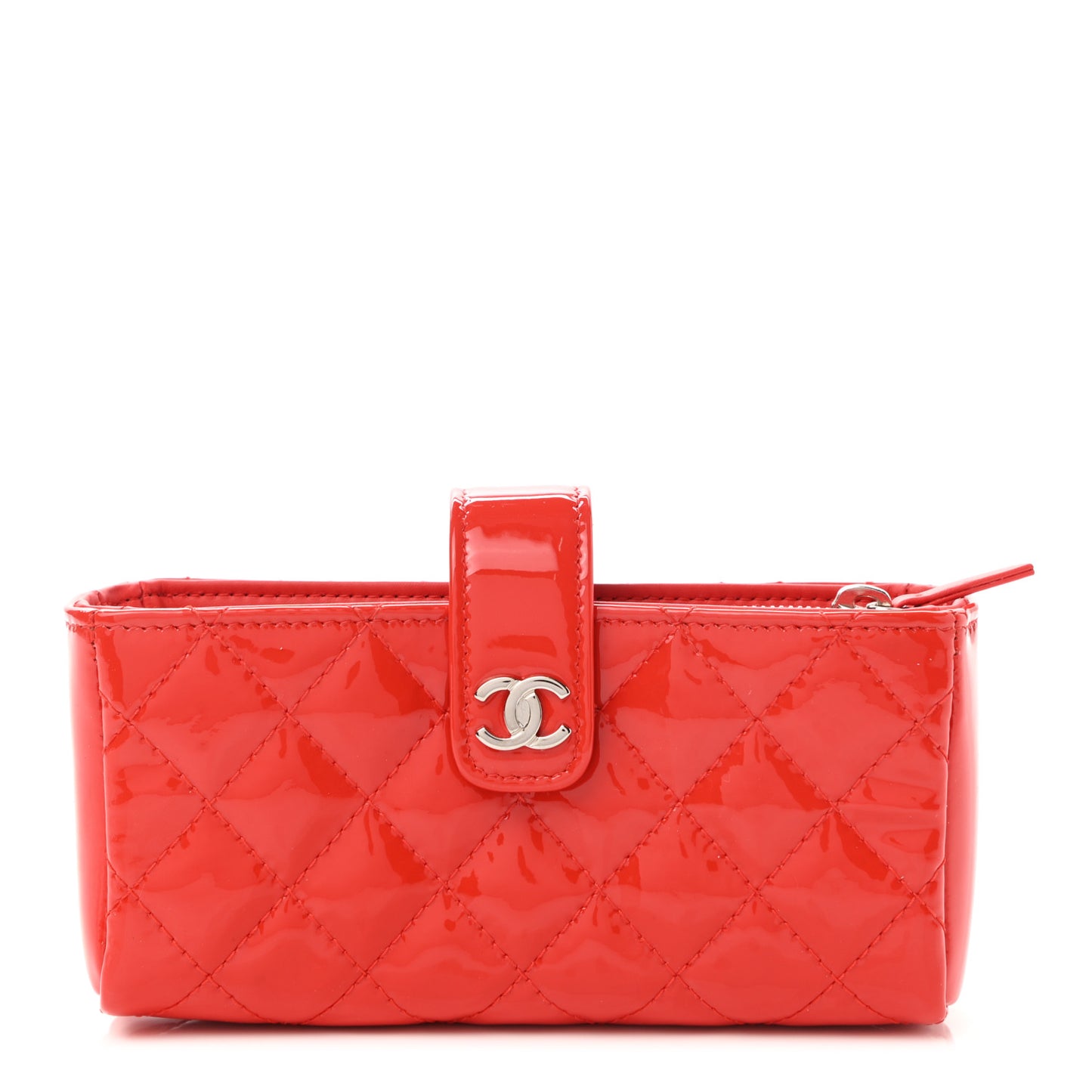 Patent Quilted Mini Phone Holder Clutch Red