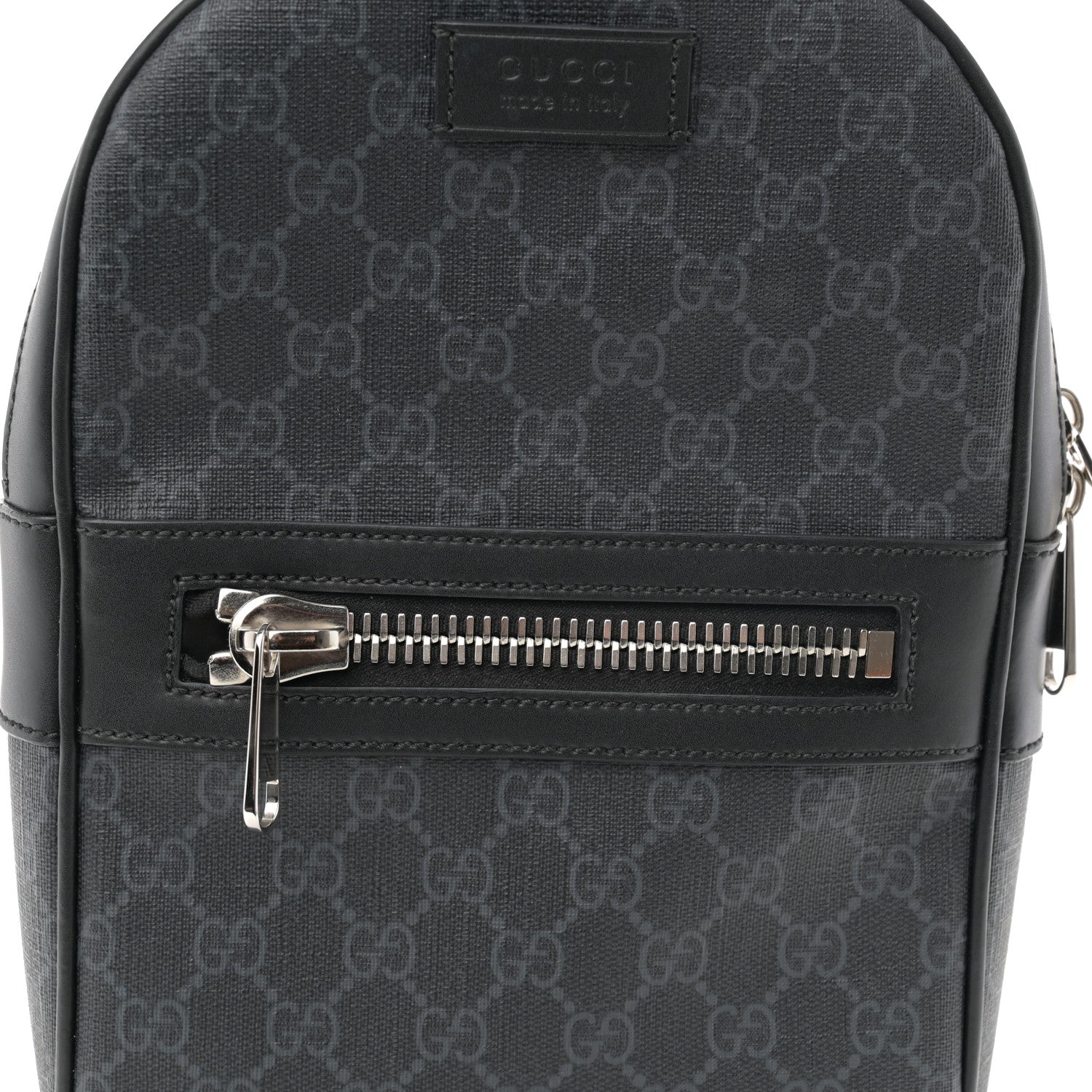 Gucci GG Supreme Monogram Calfskin Web Sling Backpack Black Grey 8 of 10