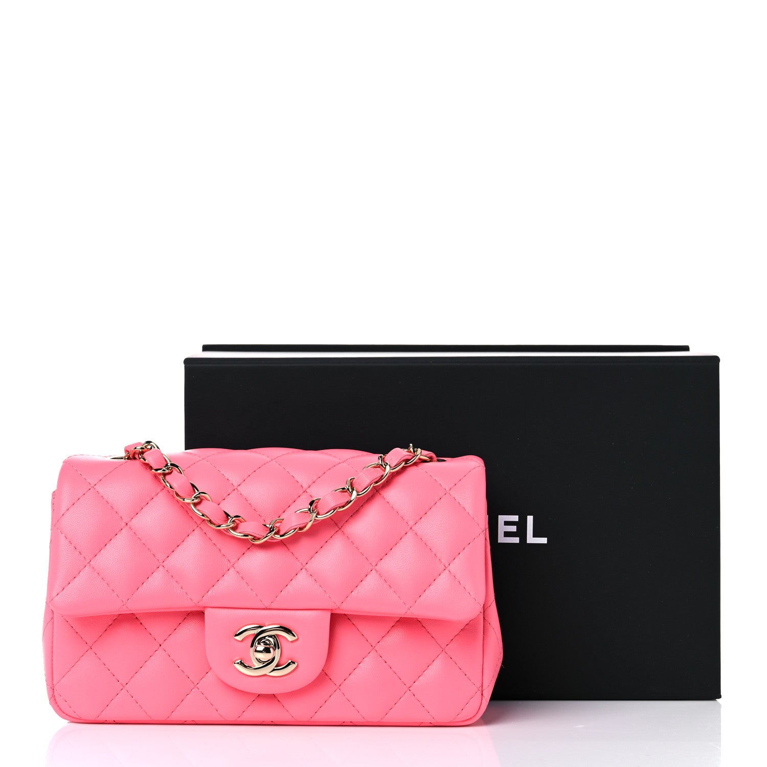Chanel Lambskin Quilted Mini Rectangular Flap Pink 9 of 9