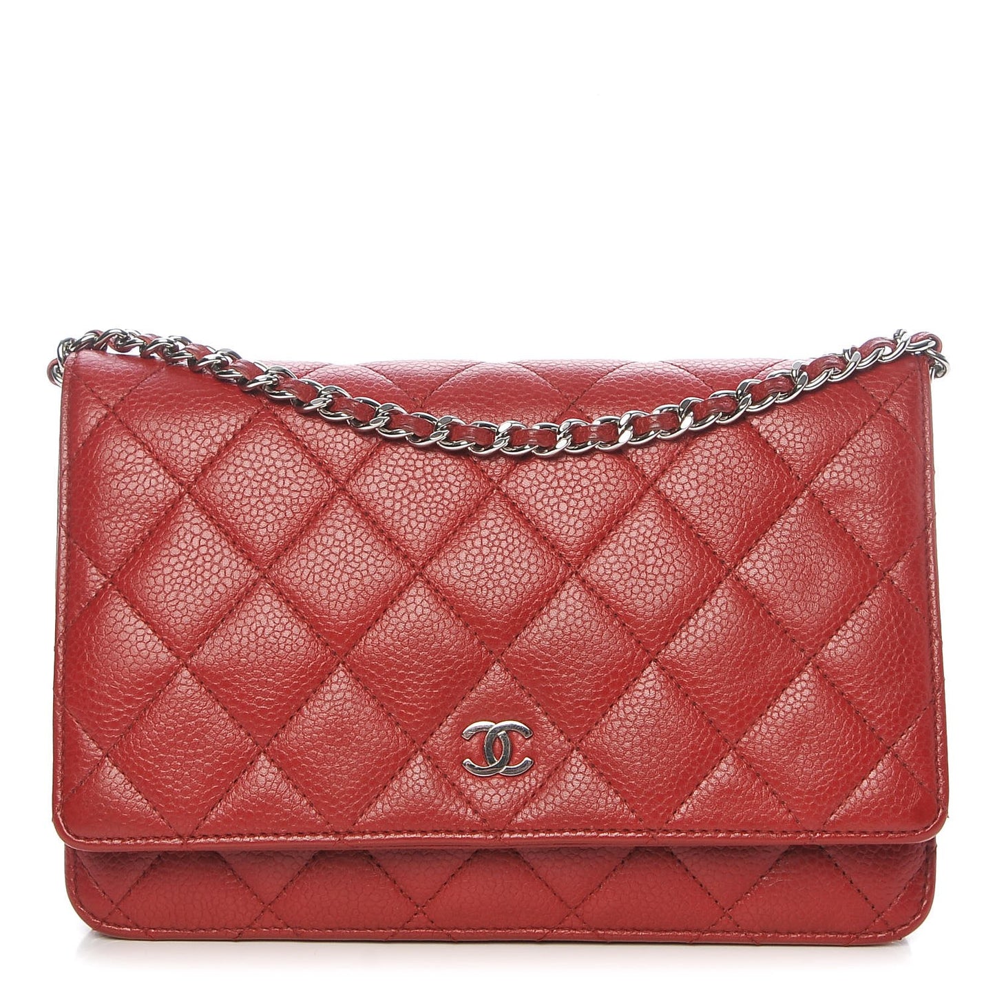 Caviar Quilted Wallet on Chain WOC Red