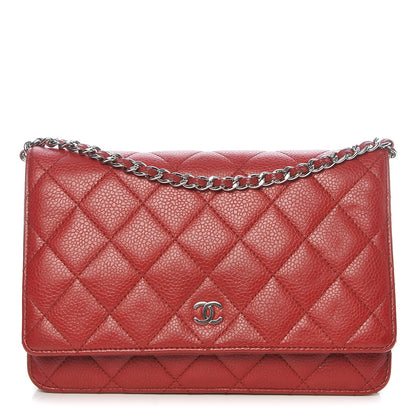 Chanel Caviar Quilted Wallet on Chain WOC Red 1 of 9