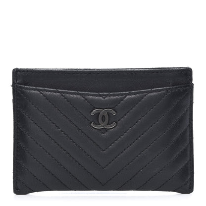 Chanel Lambskin Chevron Quilted Card Holder So Black 1 of 10