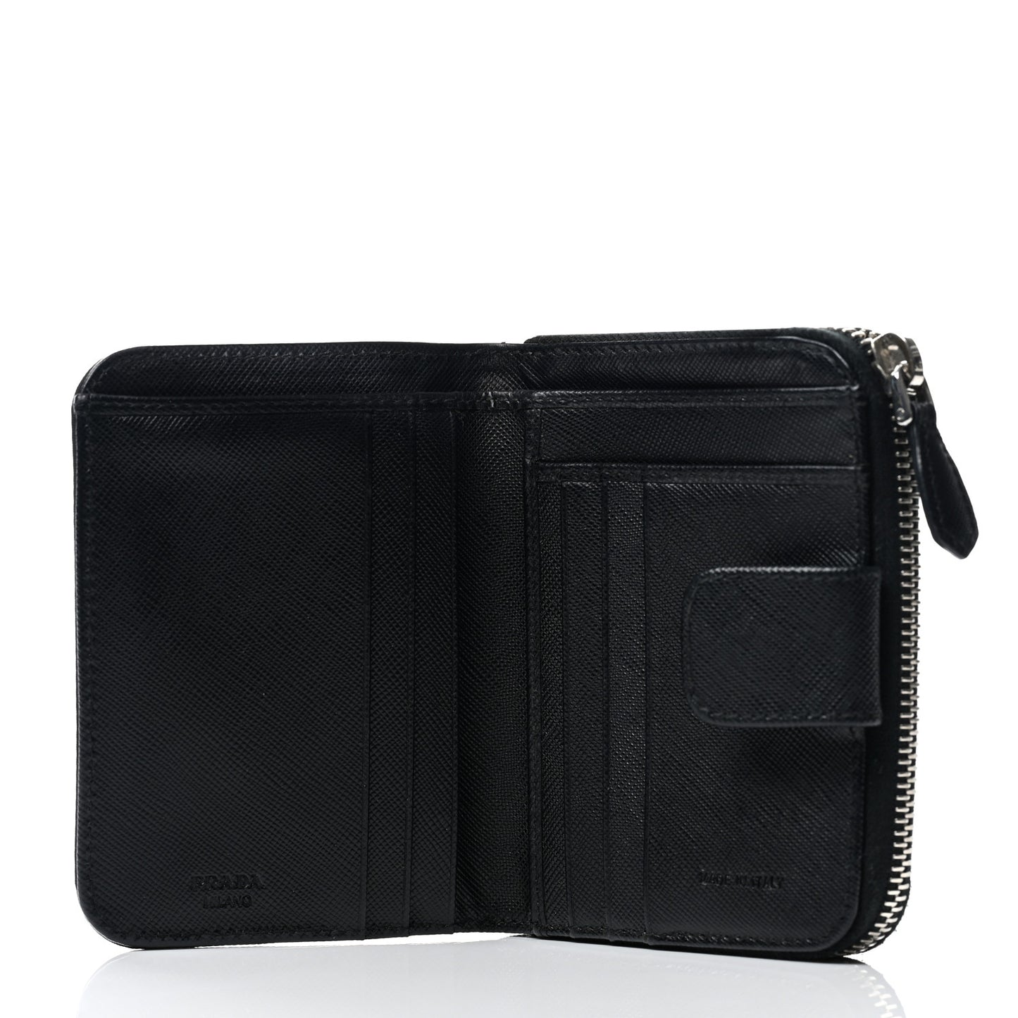 Tessuto Nylon Compact Zip Around Wallet Black