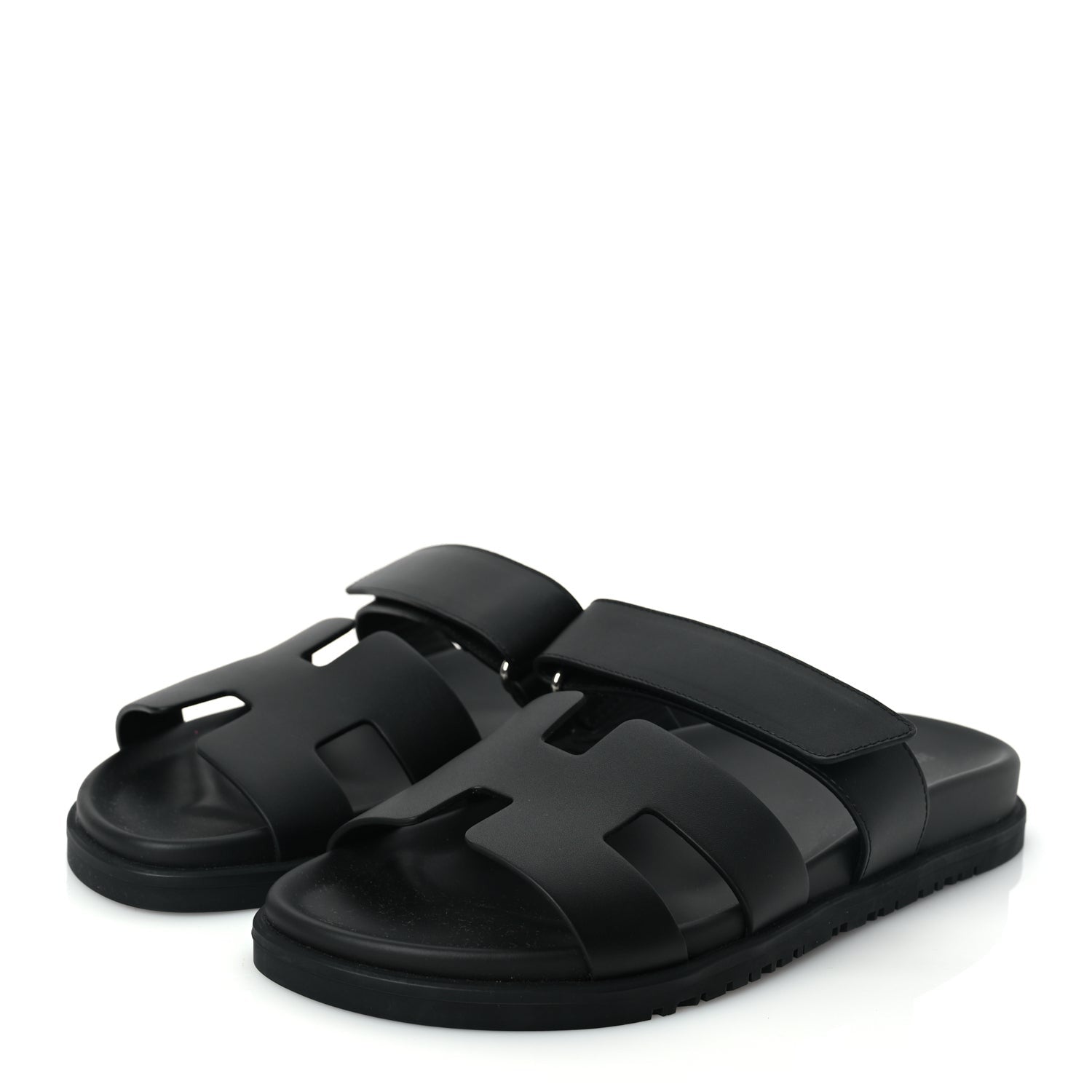 Hermes Calfskin Womens Chypre Sandals 38.5 Black 4 of 9