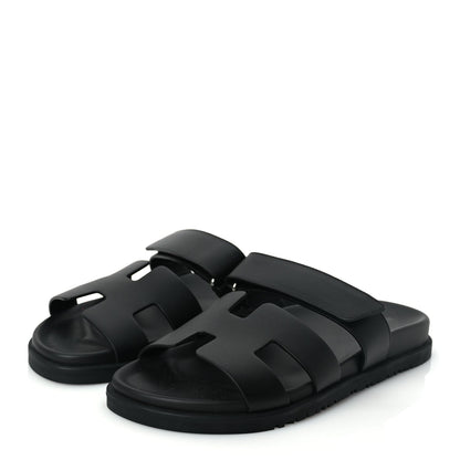Hermes Calfskin Womens Chypre Sandals 38.5 Black 4 of 9