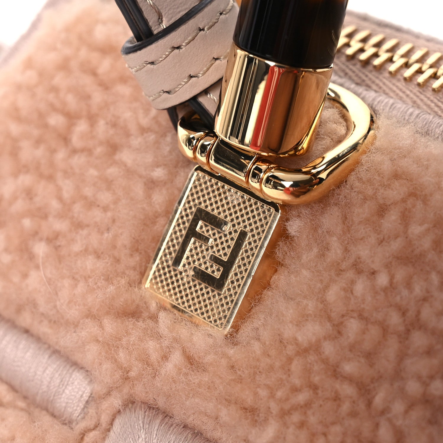 Fendi Sheepskin Vitello King Plexiglass Logo Embroidered Mini By The Way Top Handle Boston Soap 12 of 12