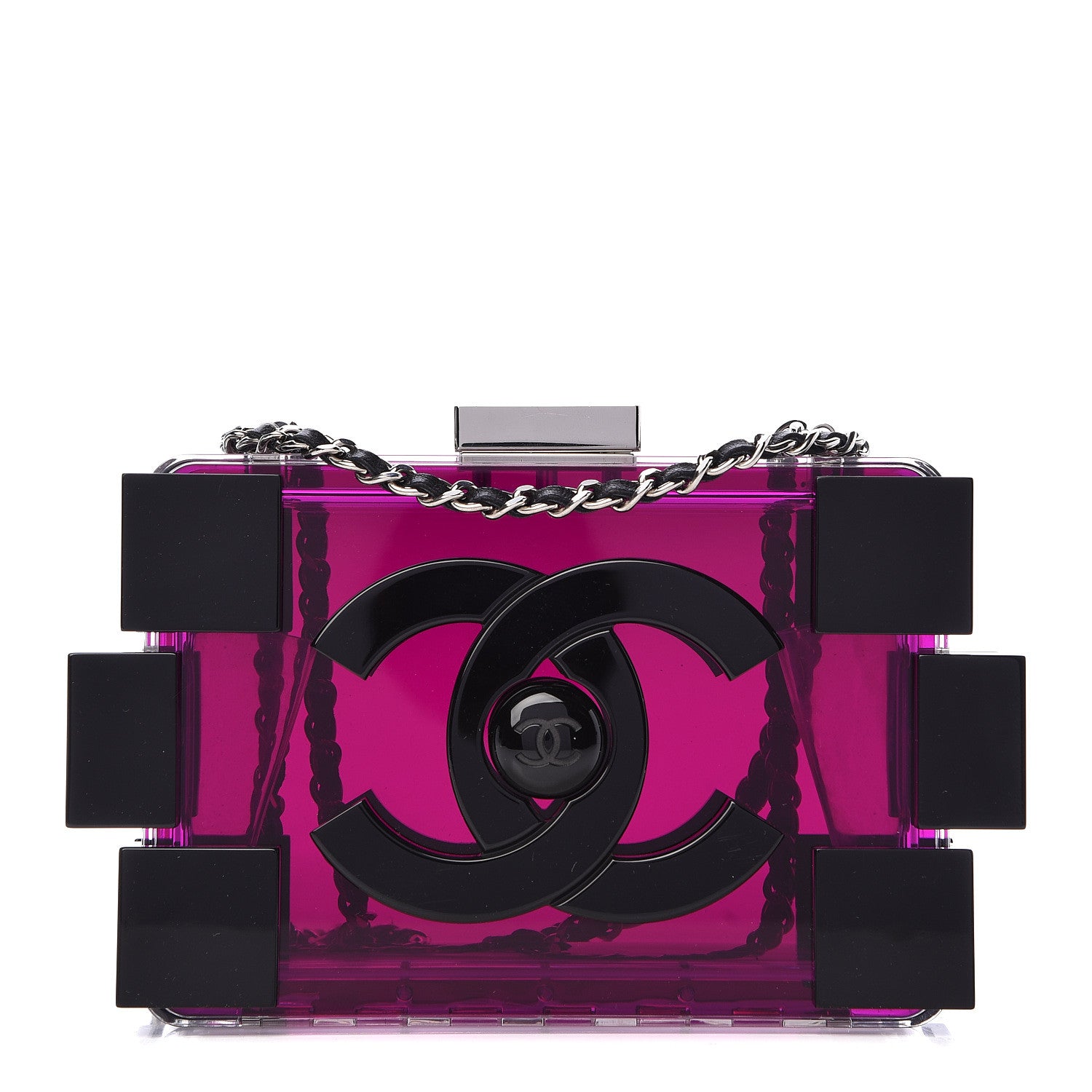 Chanel Plexiglass Boy Brick Lego Clutch Black Pink 1 of 11