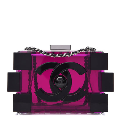 Chanel Plexiglass Boy Brick Lego Clutch Black Pink 1 of 11