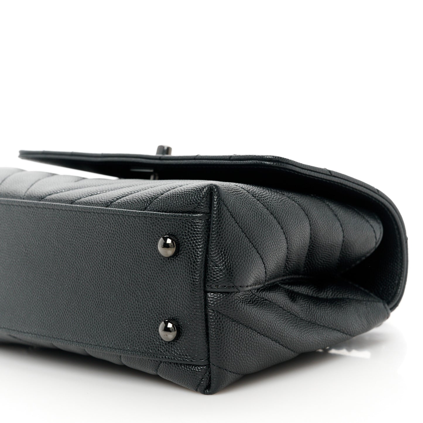 Caviar Chevron Quilted Mini Coco Handle Flap So Black