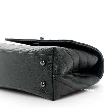 Chanel Caviar Chevron Quilted Mini Coco Handle Flap So Black 11 of 13