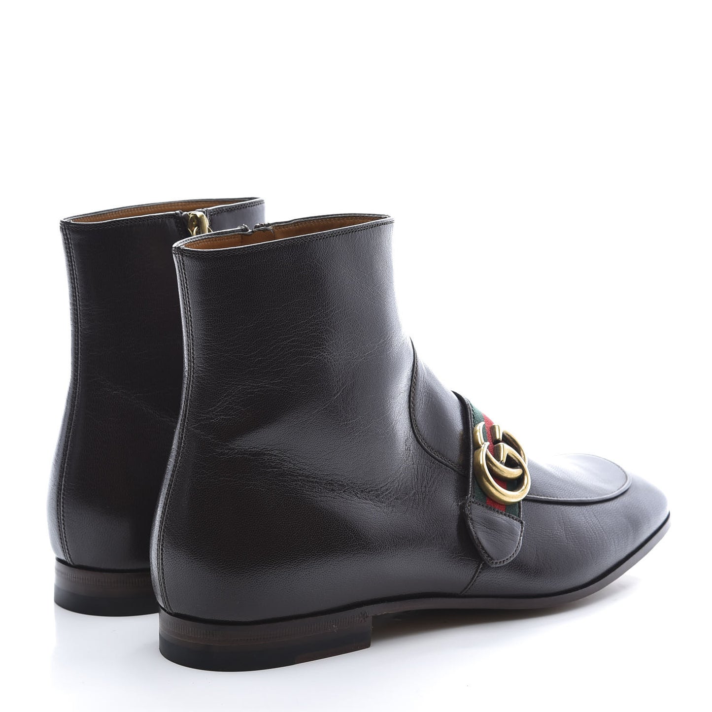 Goatskin Web Mens GG Ankle Boots 8 Cocoa