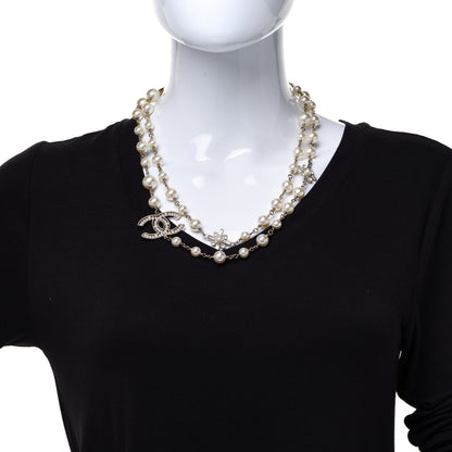 Chanel Crystal Baguette Pearl CC Necklace Gold 2 of 6