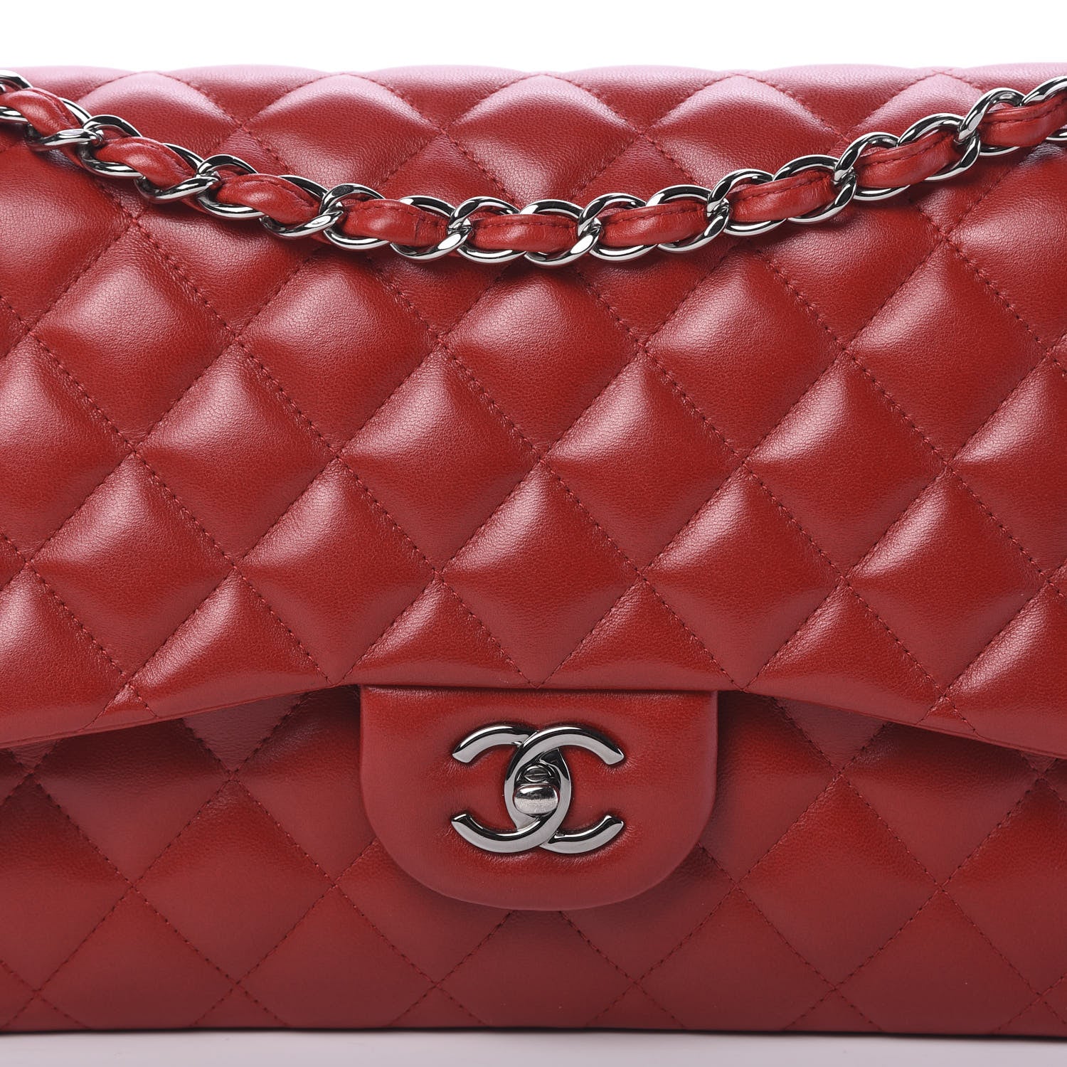 Chanel Lambskin Quilted Jumbo Double Flap Red 12 of 12