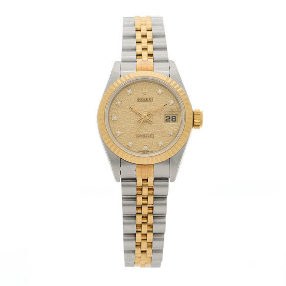 Rolex Stainless Steel 18K Yellow Gold Diamond 26mm Oyster Perpetual Datejust Watch Champagne Jubilee 69173 1 of 1