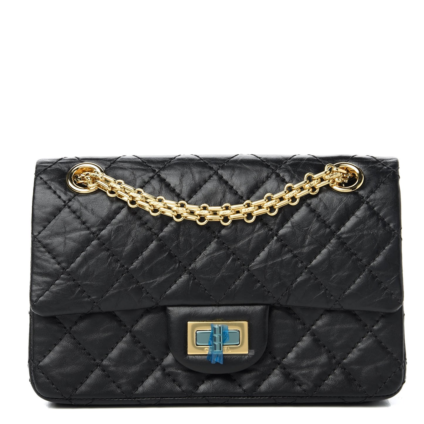 Aged Calfskin Quilted 2.55 Reissue Mini Flap Black
