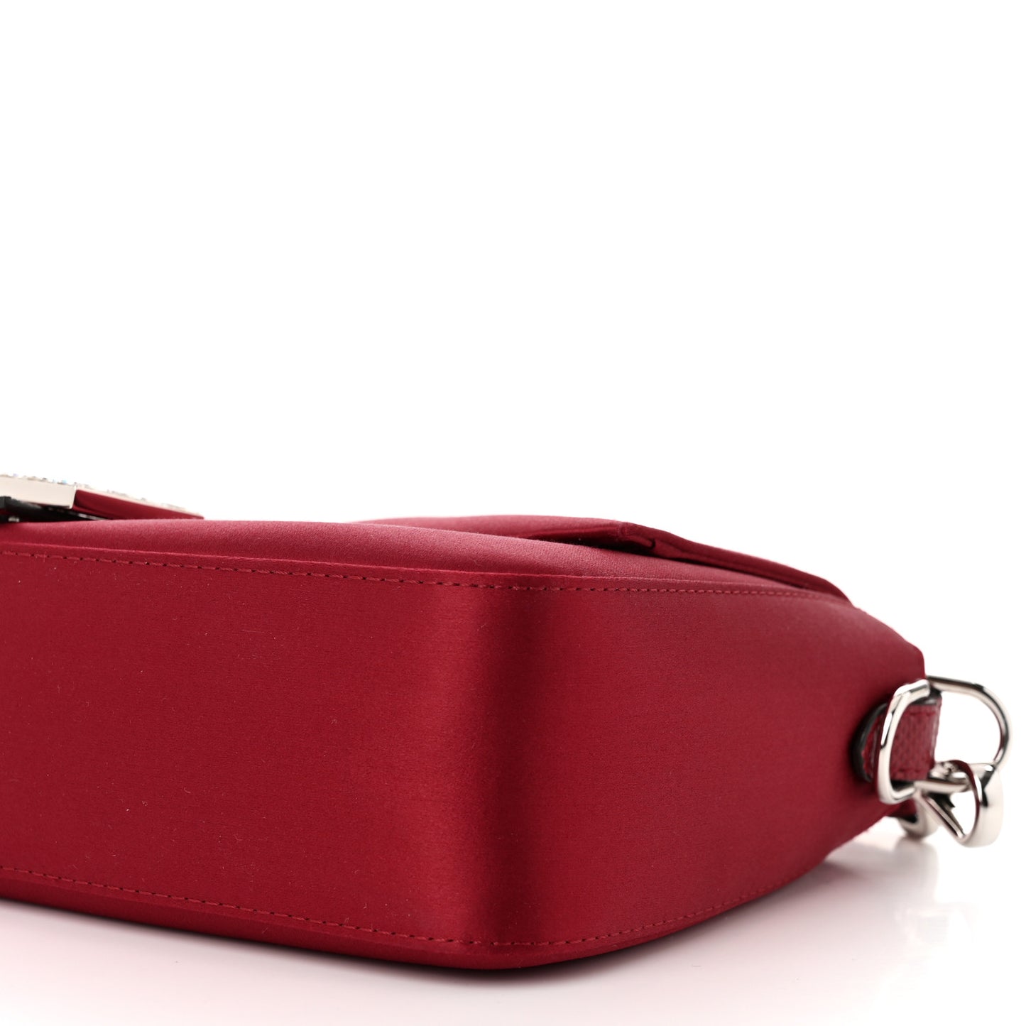 Satin Karung Crystal Baguette Rosso Scuro