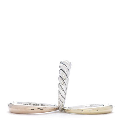 David Yurman Sterling Silver Bronze Brass Pure Form Three-Row Ring 55 7.25 5 of 6