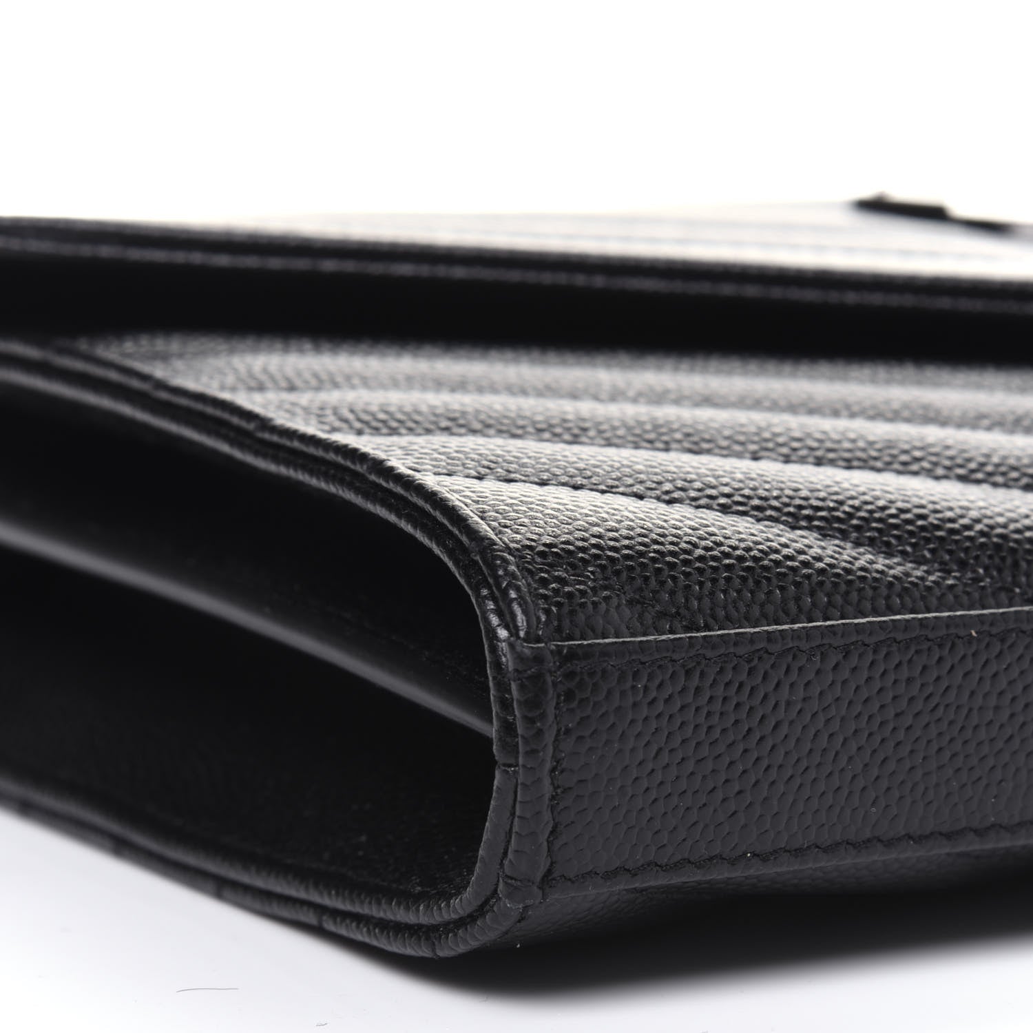 Saint Laurent Grain De Poudre Matelasse Chevron Monogram Chain Wallet Black 10 of 11