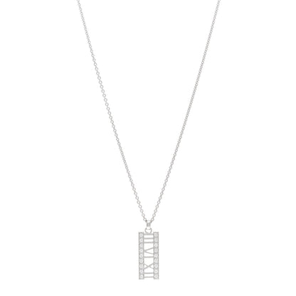 Tiffany 18K White Gold Diamond Atlas Bar Pendant Necklace 1 of 4