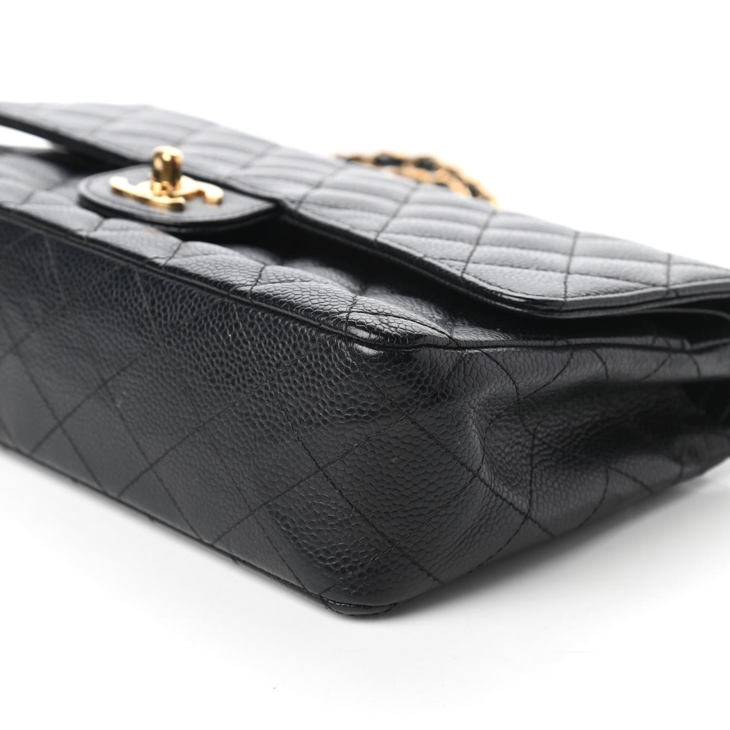 Caviar Quilted Medium Double Flap Black