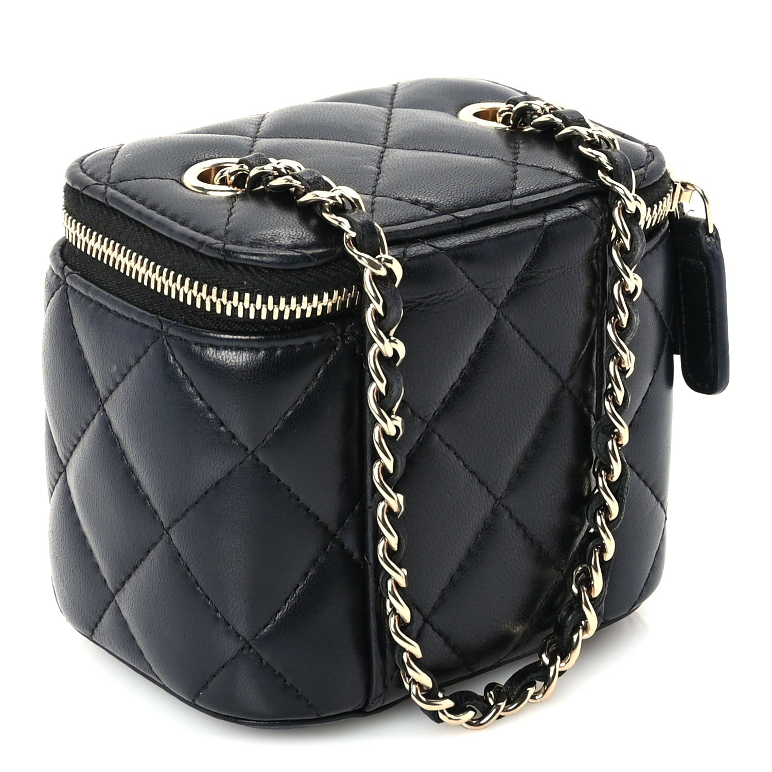 Chanel Lambskin Quilted Mini Vanity Case With Chain  Black 2 of 10