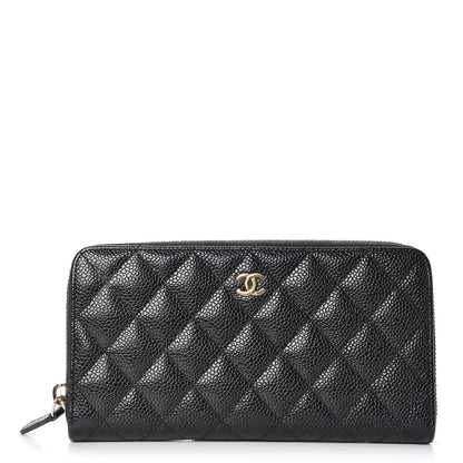 Chanel Caviar Quilted Large Gusset Zip Around Wallet Black 1 of 9