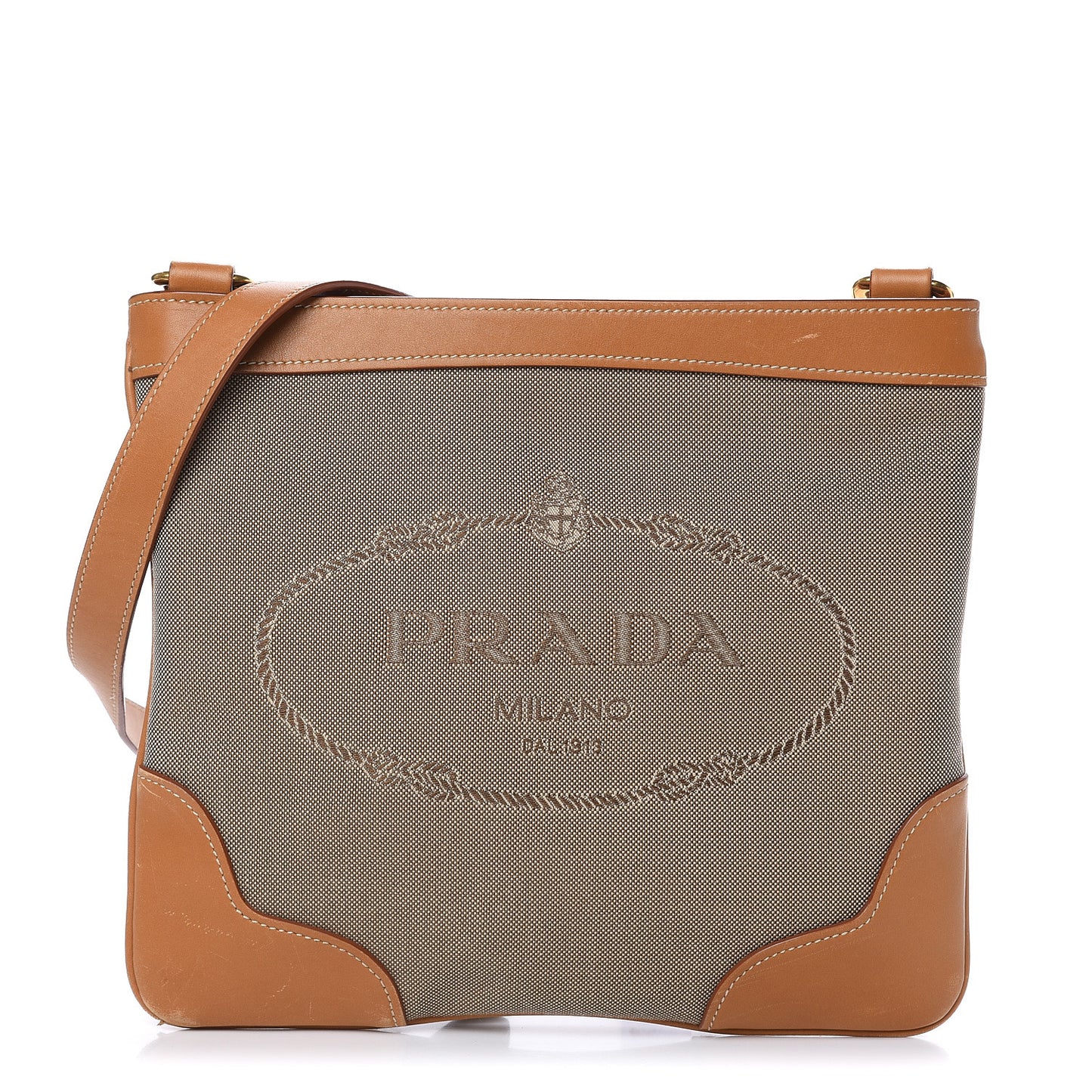Jacquard Logo Small Flat Messenger Bag Corda Cuoio