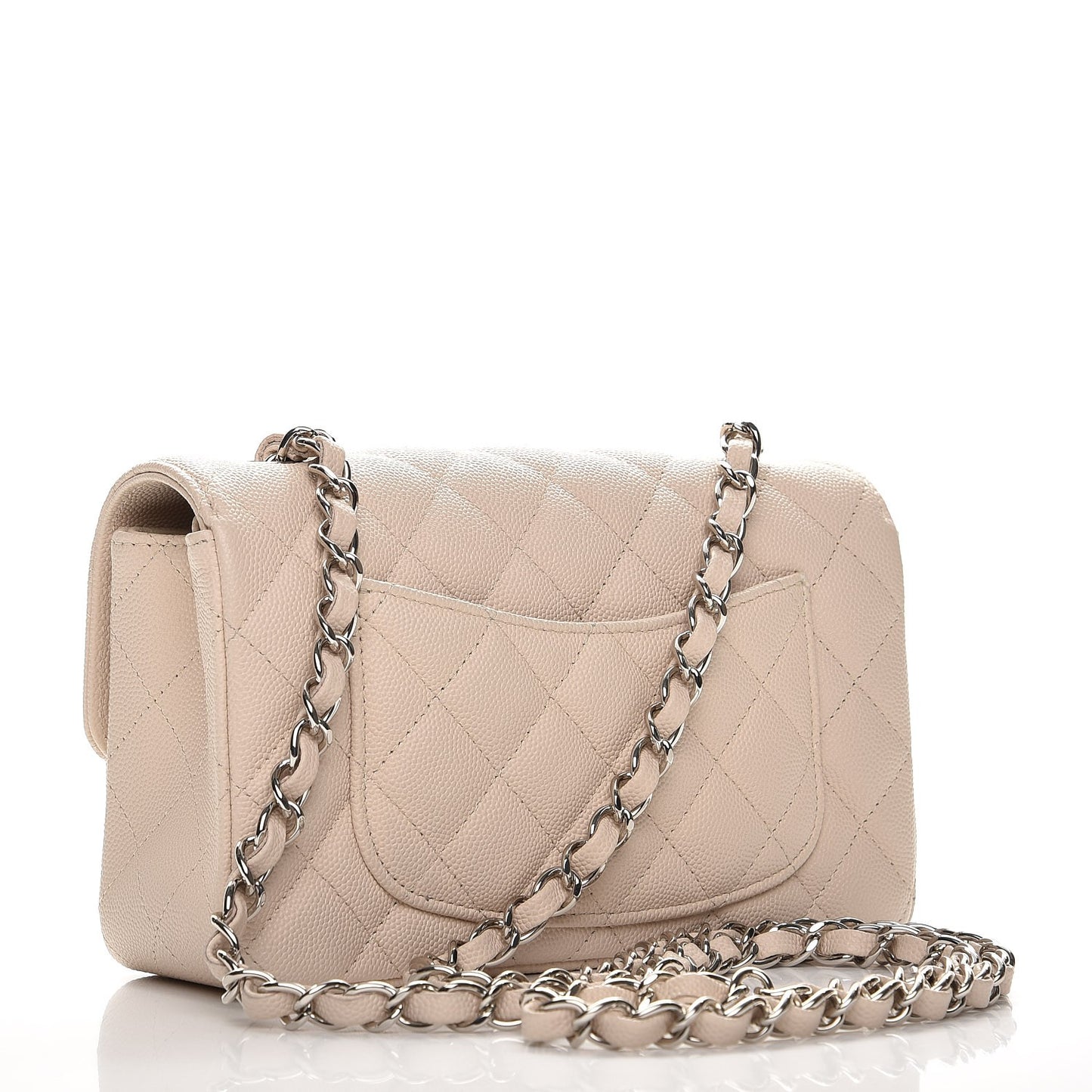 Caviar Quilted Mini Rectangular Flap Light Beige