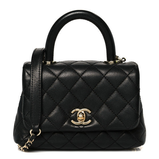 Caviar Quilted Extra Mini Coco Handle Flap Black