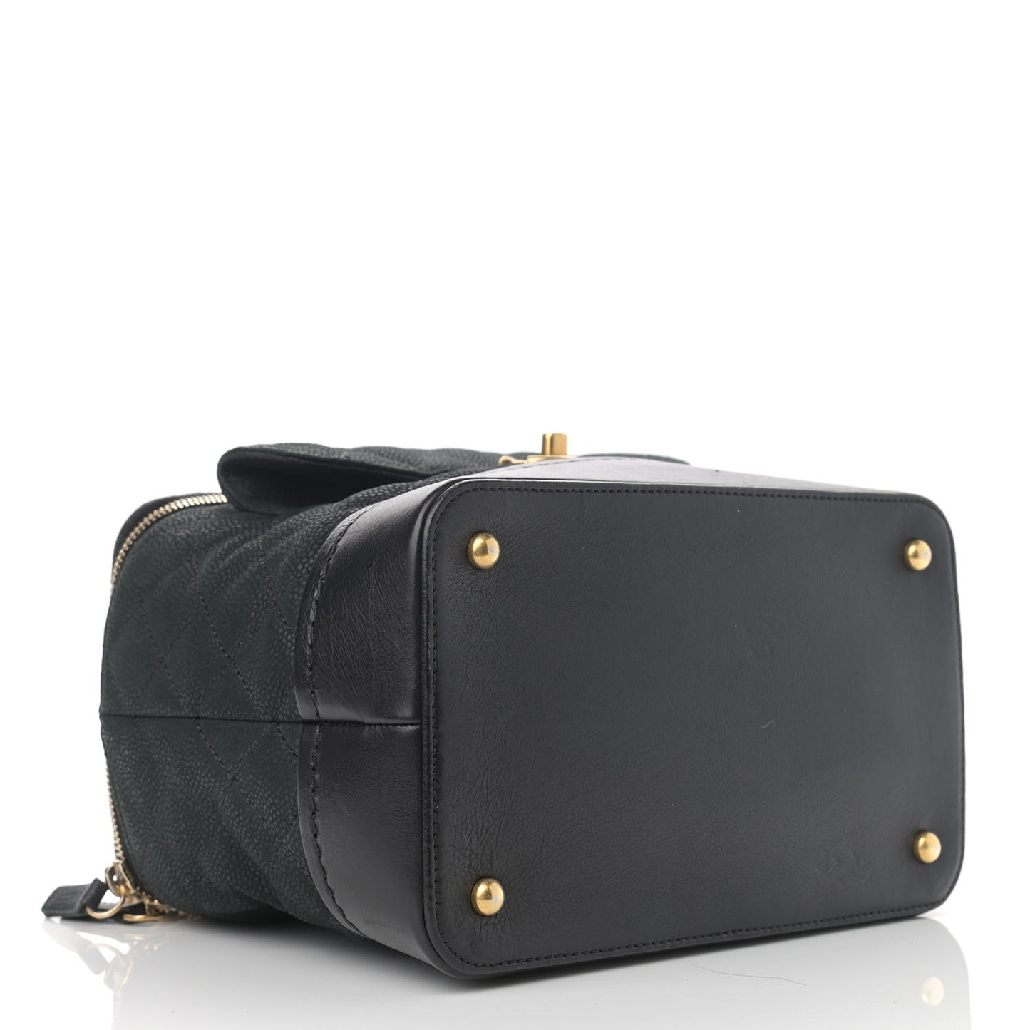 Iridescent Grained Calfskin Quilted Globe Trotter Vanity Case Black