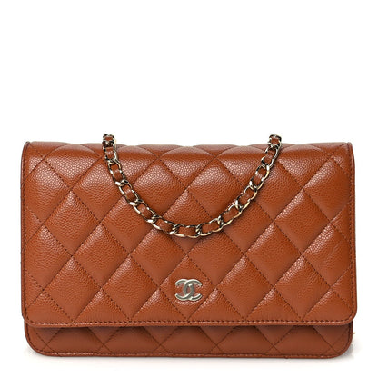 Chanel Caviar Quilted Wallet On Chain WOC Light Brown 1 of 9