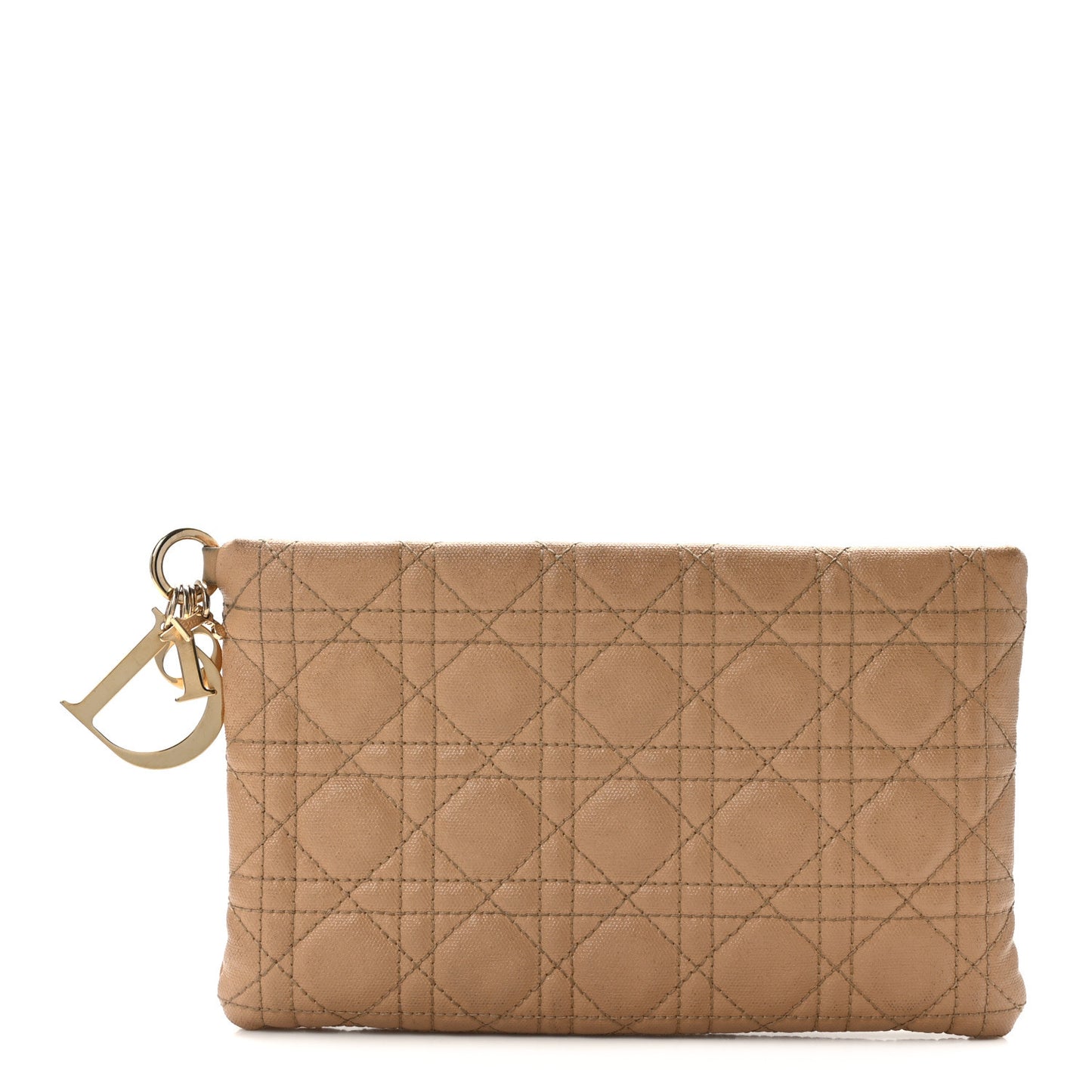 Coated Canvas Cannage Panarea Pouch Beige