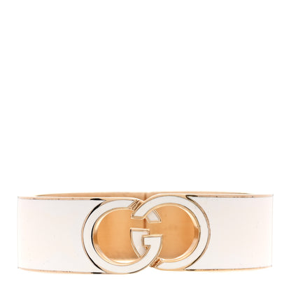 Gucci Metal Enamel Interlocking G Cuff Bracelet M White 1 of 3