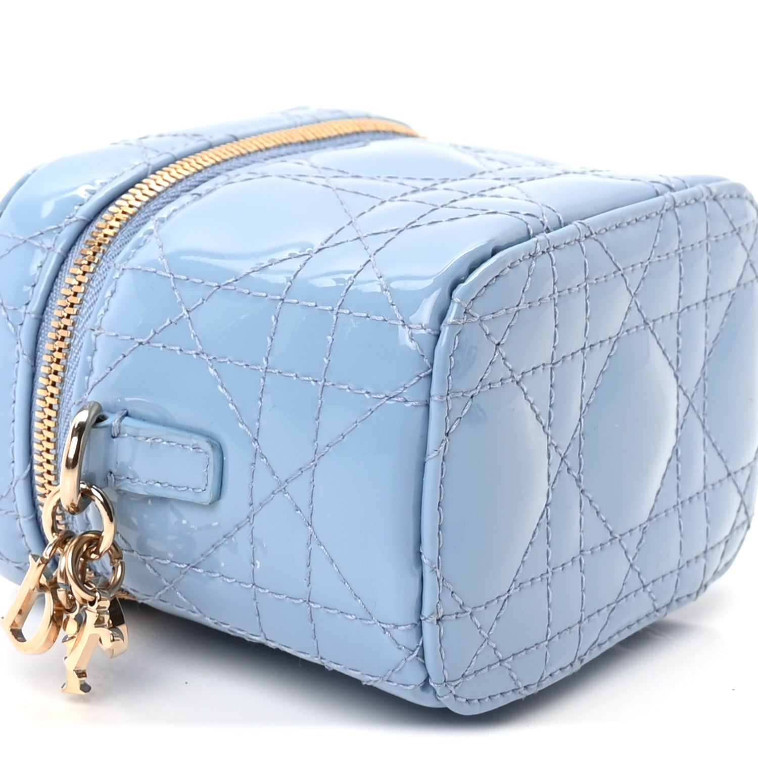 Christian Dior Patent Cannage Micro Vanity Case  Cornflower 7 of 8