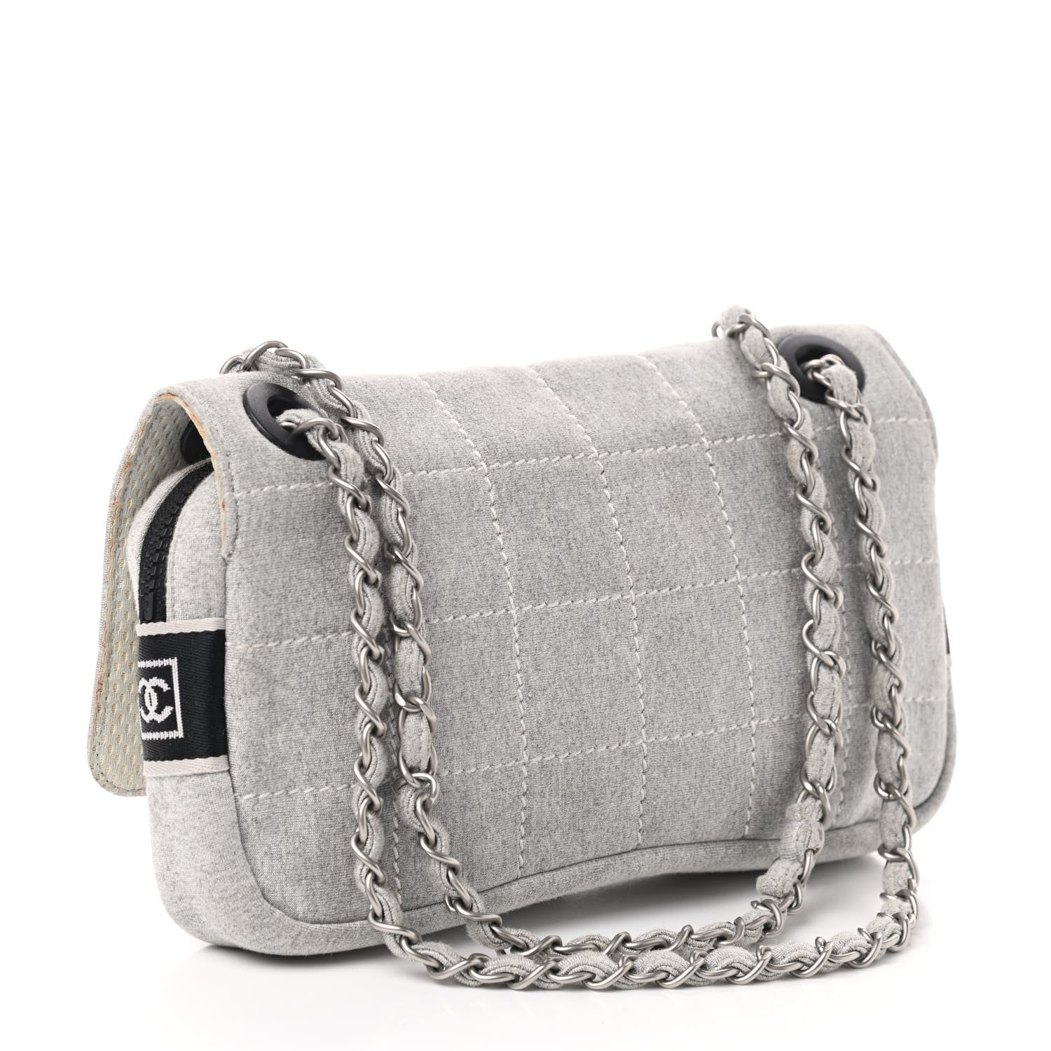 Chanel Jersey Quilted Rectangular Flap Light Grey 3 of 9