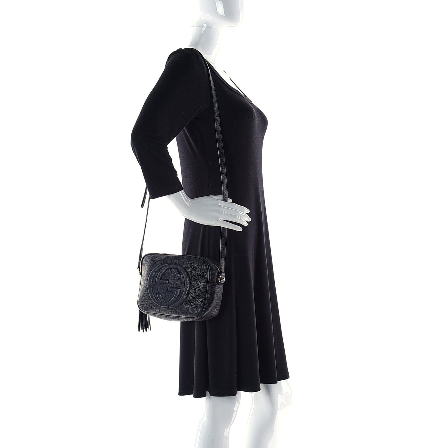 Pebbled Calfskin Small Soho Disco Bag Black