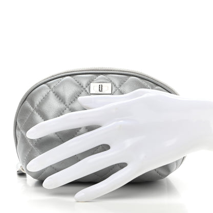 Chanel Metallic Lambskin Quilted Reissue Cosmetic Case Silver 2 of 9