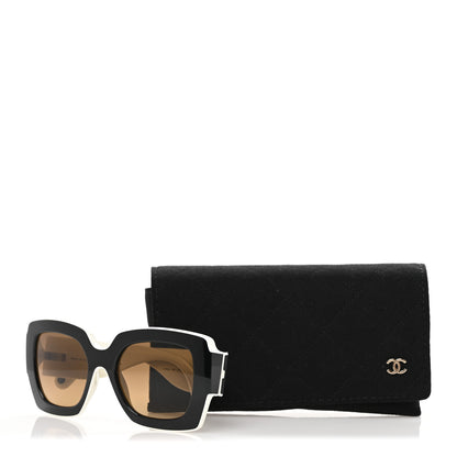 Chanel Acetate Square Sunglasses 6059 Black White 8 of 8