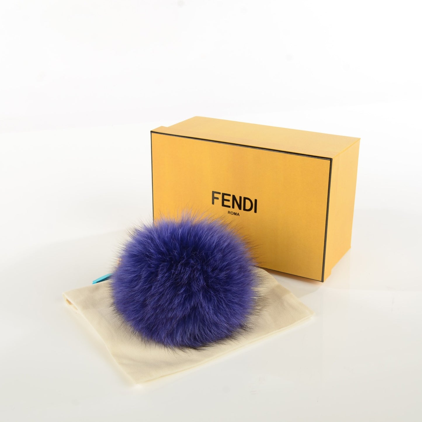 Fox Fur Vitello Elite Pom Pom Bag Charm Viola Cassis