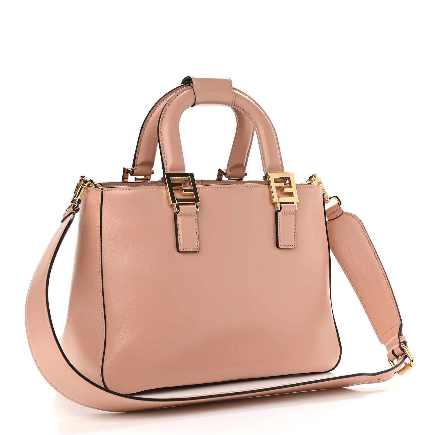Fendi Vitello Glacier Small FF Tote Rosa Bourbon 3 of 9