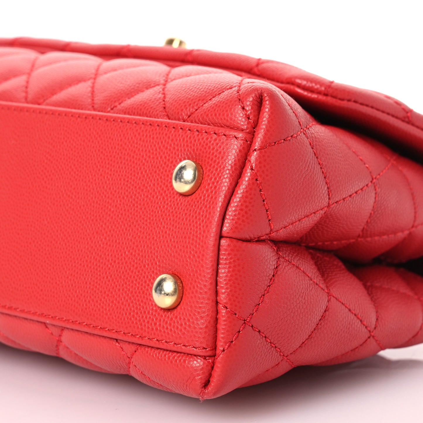 Caviar Quilted Mini Coco Handle Flap Red