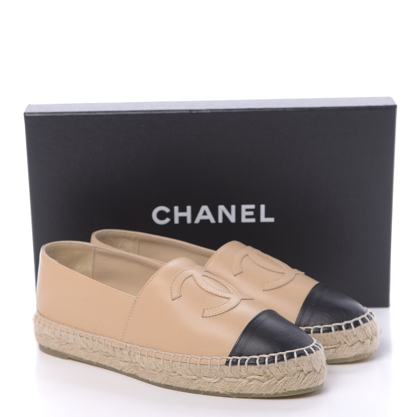 Lambskin CC Espadrilles 36 Beige Black