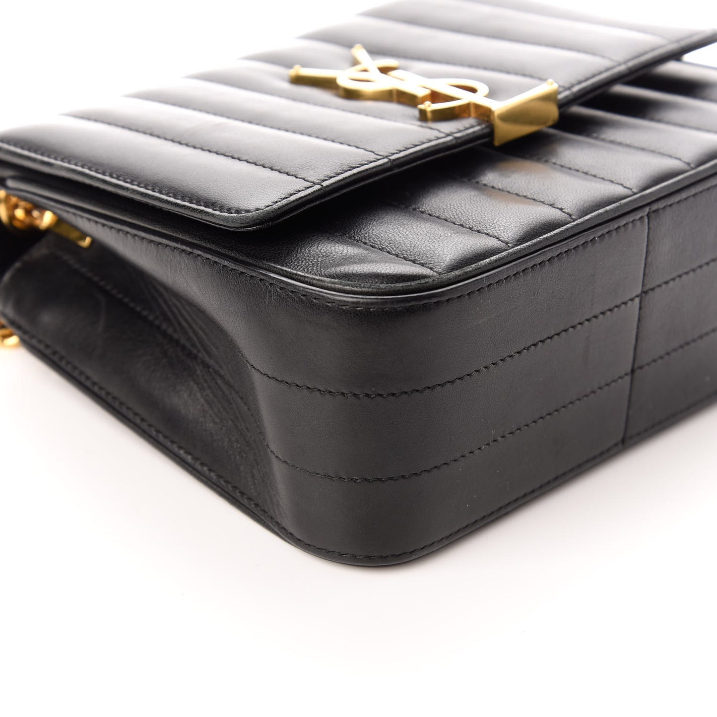 Lambskin Matelasse Monogram Medium Vicky Chain Bag Black