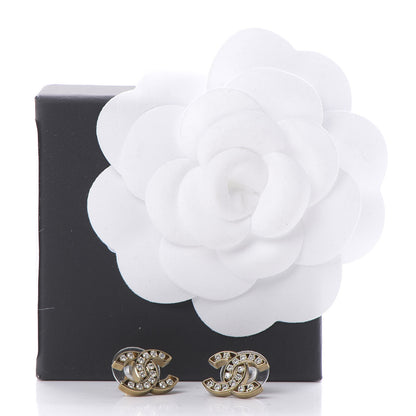 Chanel Crystal CC Earrings Gold 5 of 5